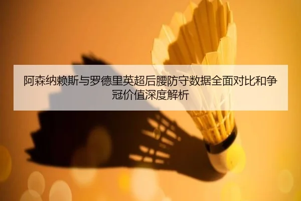 阿森纳赖斯与罗德里英超后腰防守数据全面对比和争冠价值深度解析